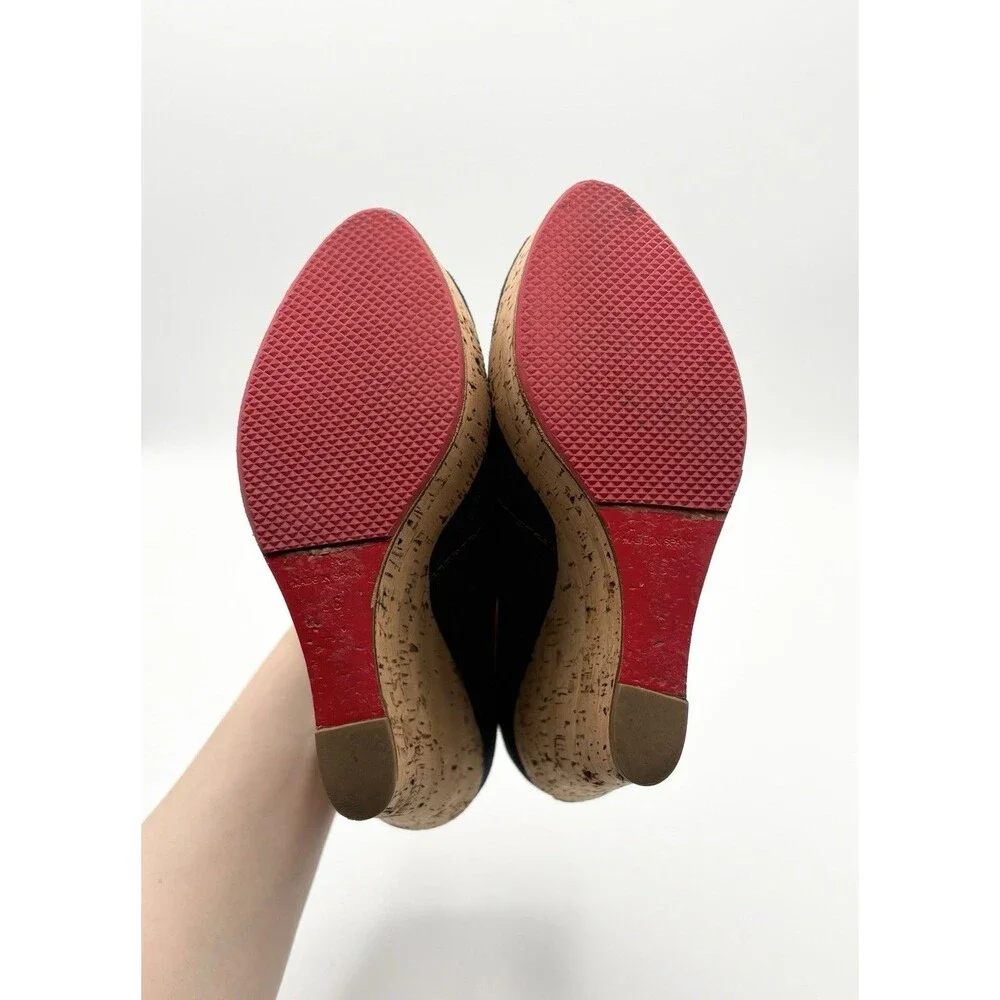 Christian Louboutin Denim Peep Toe Cork Platform Wedge Heels Size EU 36